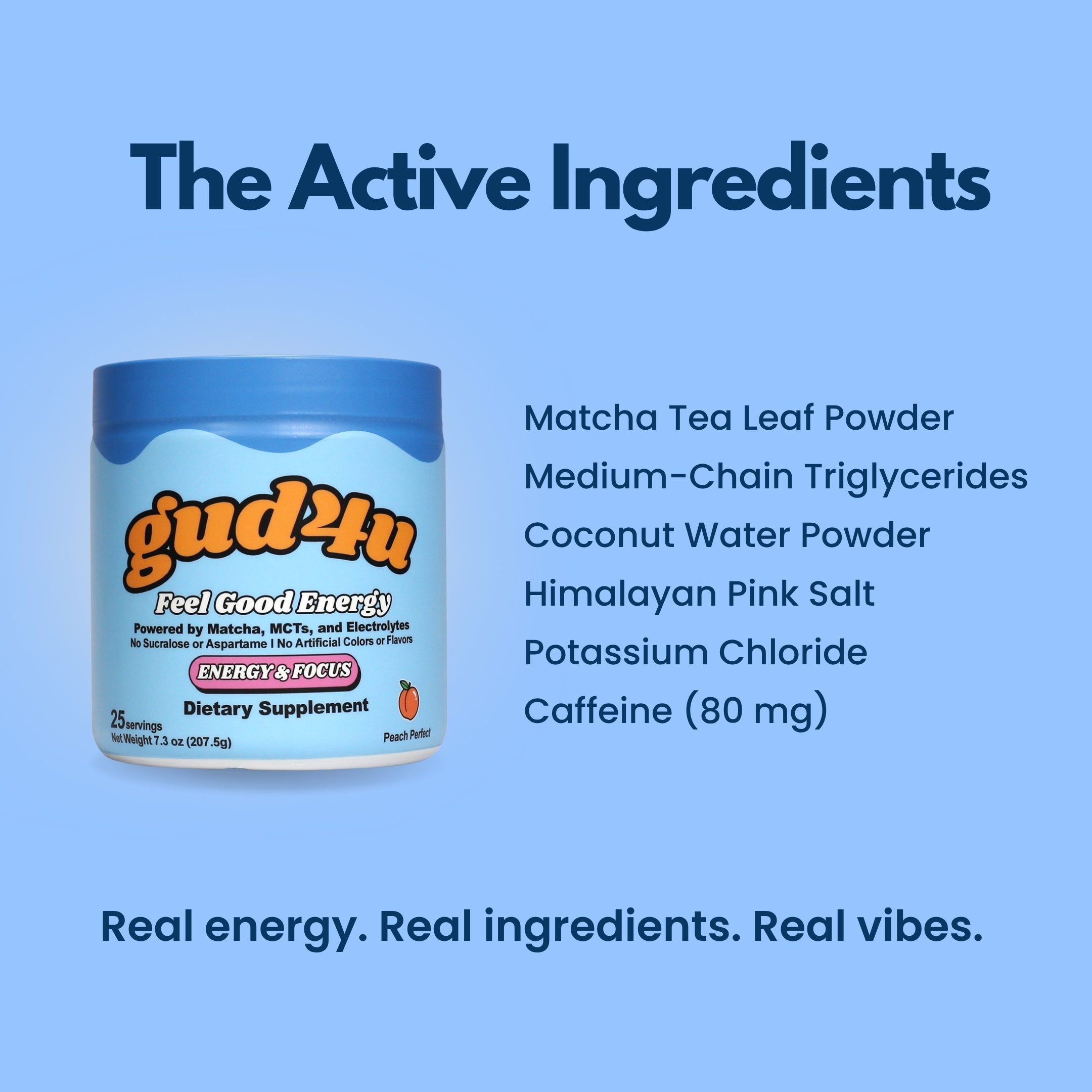 Gud4u - Energy Supplement - Matcha, MCTs & Electrolytes