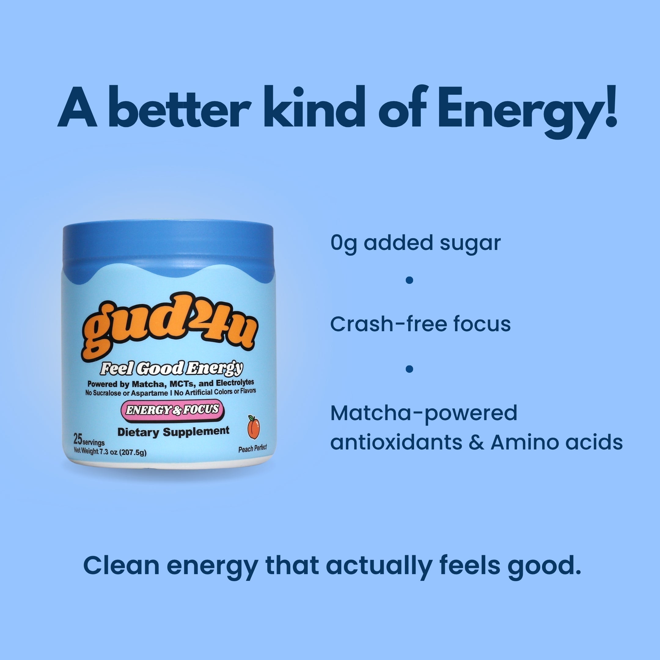 Gud4u - Energy Supplement - Matcha, MCTs & Electrolytes